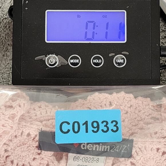 Denim 24/7 Top Womens M Pink Crochet Open Knit V-Neck Short Sleeve Pullover Boho - Picture 7 of 7